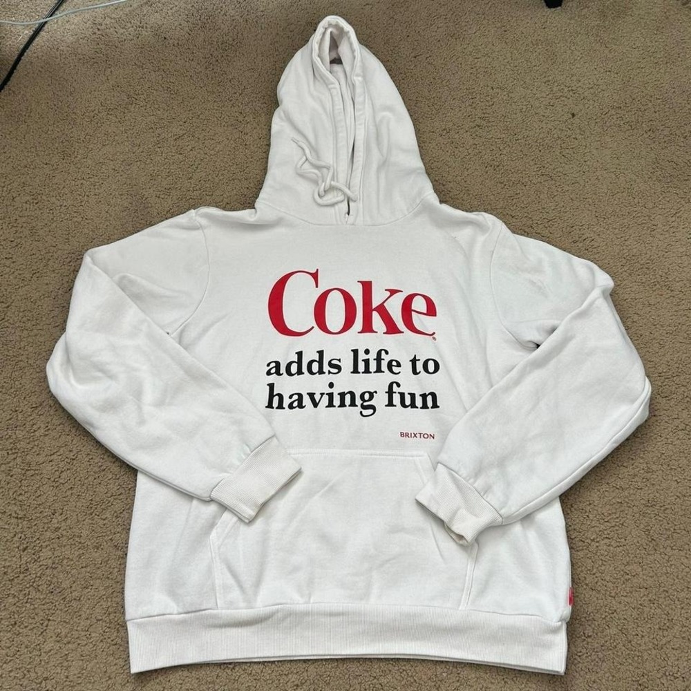 Vintage White Coke x Brixtn hoodie with red accents